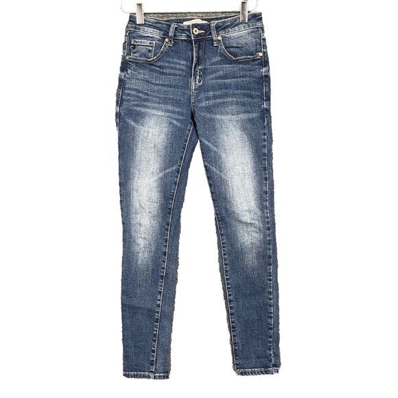 Kancan Jeans Womens 5 26 Blue‎ Denim Skinny KC7085CHD Cotton Stretch Whiskering - Picture 1 of 10